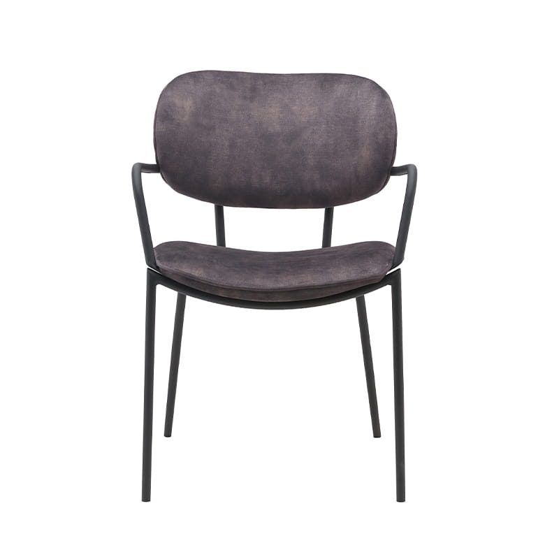 Dining chair in tubular metal frame industrial style anthracite