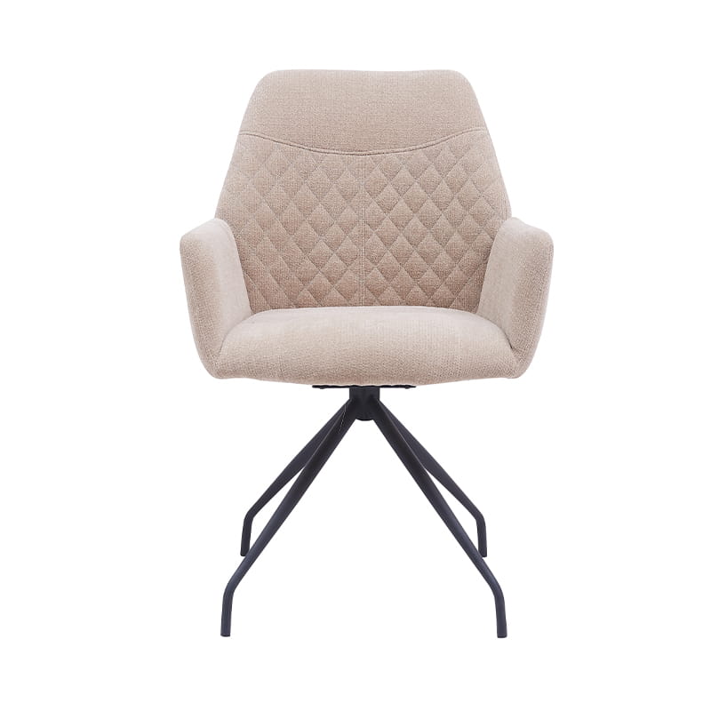 Dining room chair with armrest boucle fabric beige