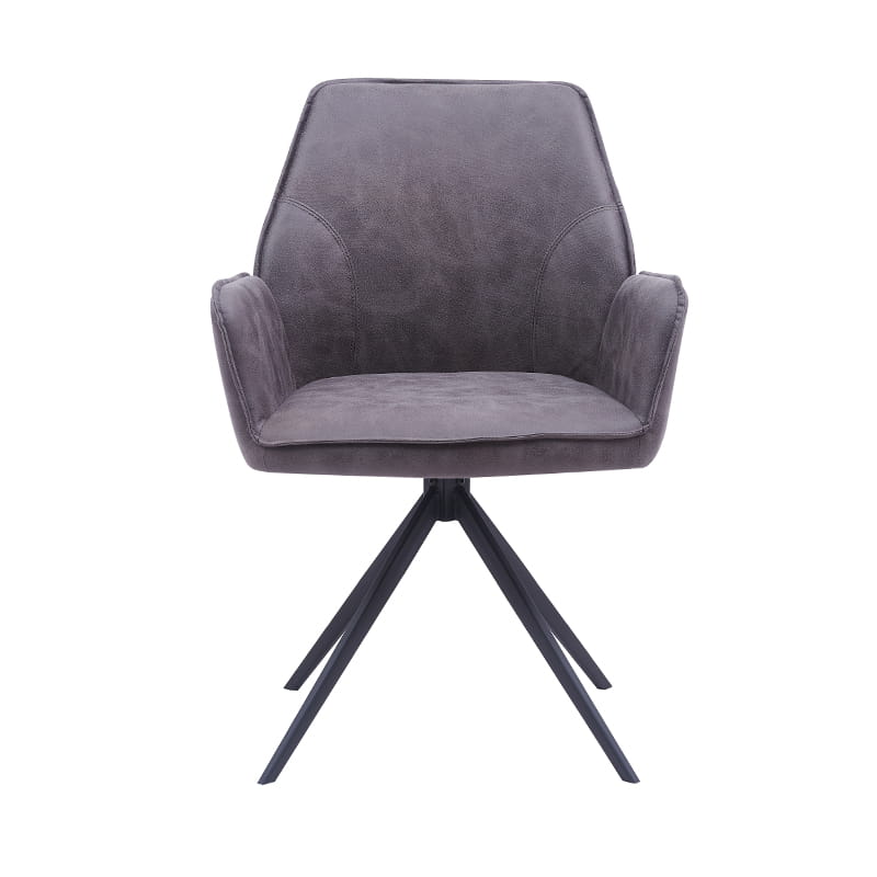 Dining room chair with armrest PU leather gray