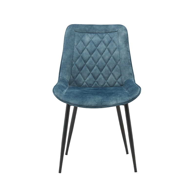 Velvet chair Sturdy black metal leg Stitched checkerboard pattern