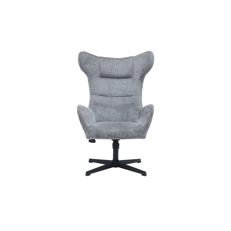 Recliner Lounge Chair Swivel Armchair, Light Grey Fabric & Steel base