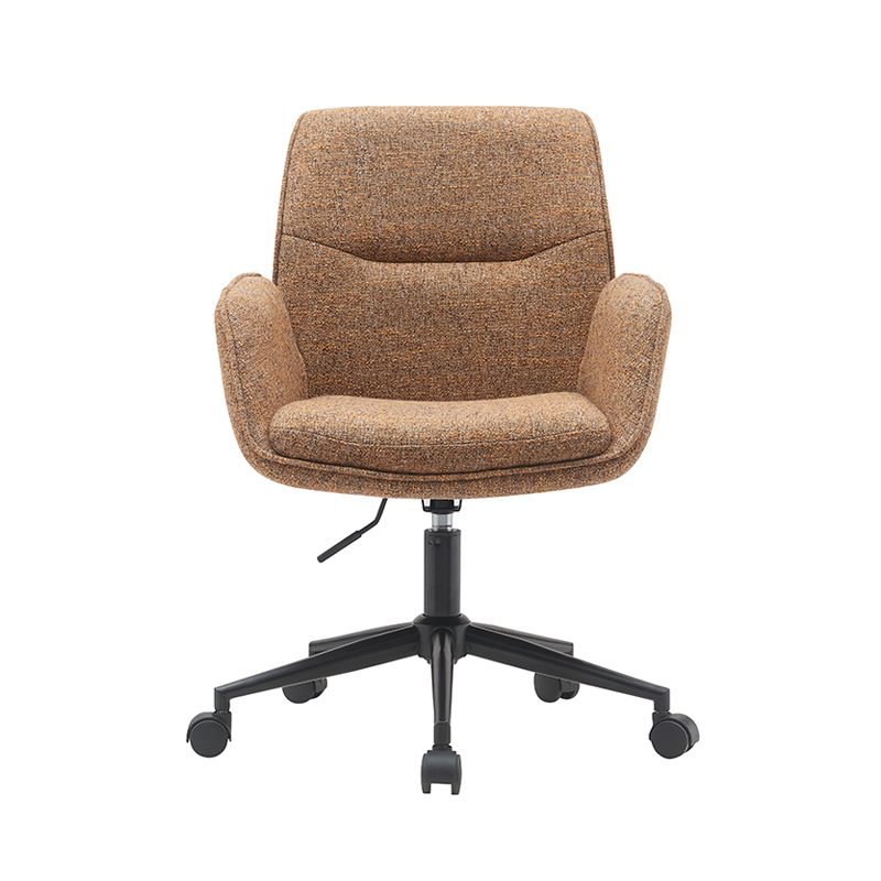 Mid-Height Office Desk Chair, Swivel Task Chair with Arms, Fabric Trendy with Adjustable Height and Rolling Wheels for Home Work